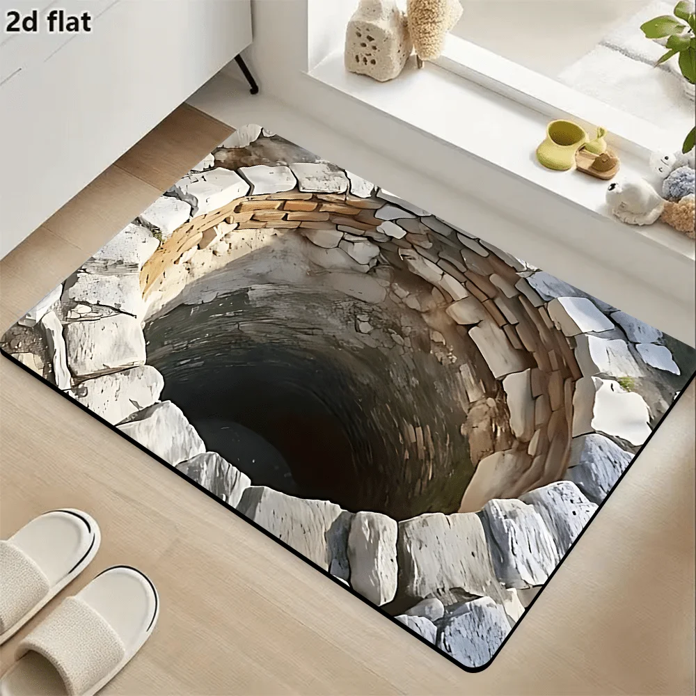 VIKAMA 2D Fun Dizzy Mat Pit Carpet Soft Kitchen Rug Entrance Doormat Carpet For Living Room Rug For Bedroom Bathroom Mat Home