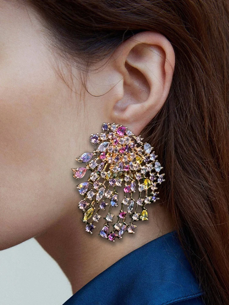 

Fashionable Colorful Zircon Earrings Party Earring Birthday Gift