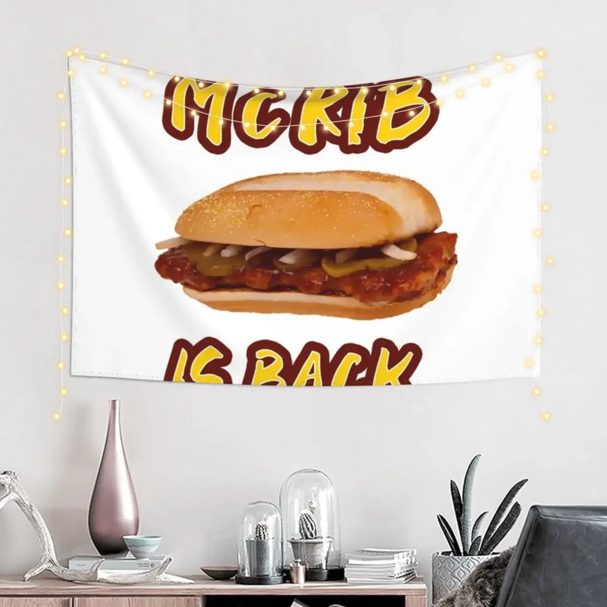 The McRib is Back! Tapestry Home Decorations Aesthetic Carpet On The Wall Tapestry