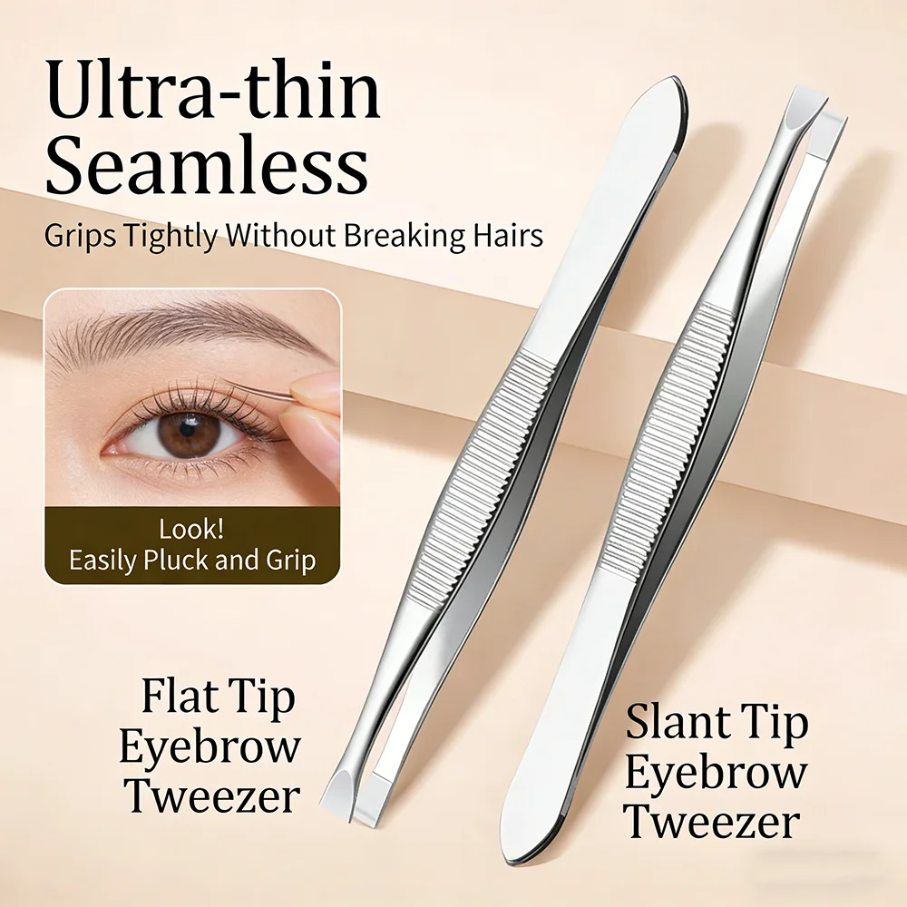ステンレス鋼ピンセット高品質まつげピンセット眉毛クリップ軽量二重まぶたピンセット化粧品ツールひげ用