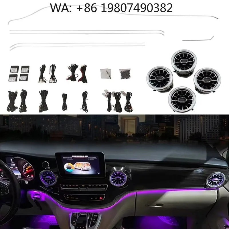 W447 V Class 256 Color Symphony Strip, LED Dynamic Interior Ambient Light Fit 2016-2021 MPV Full Car Air Vent Refit Accessories