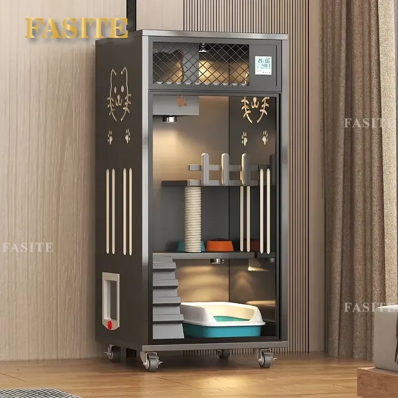 For Cat Villa Spacious Pet Bed Cage Furniture Modern Luxury Solid Wood Indoor Living Room Factory Direct Sales New Design