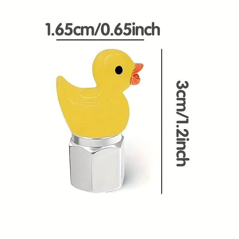 4 قطع من أغطية صمامات إطارات البط المتوهجة في الظلام - أغطية صمامات معدنية عالمية مع ملحقات مقاومة للماء بتصميم أصفر لطيف #6