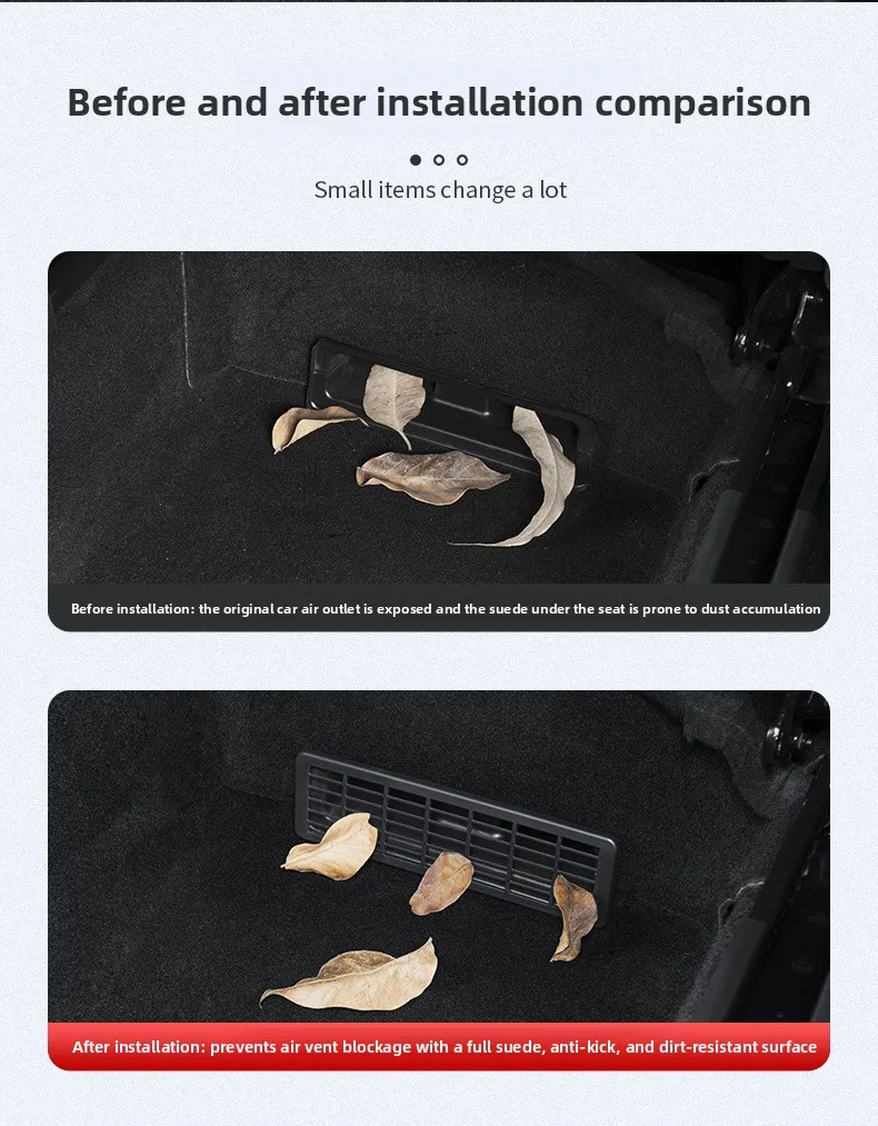 Under Seat Vent Cover for Tesla Model Y Juniper 2025/2026 Air Conditioner Outlet Protector Grille Dust & Debris Blockage