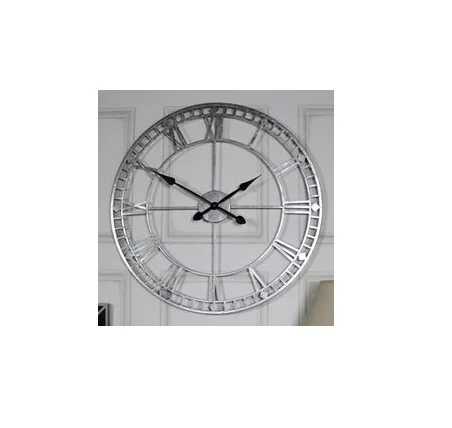 Handmade traditional iron metal wall clock with stylish frame detailing and easy readability for contemporary room decor