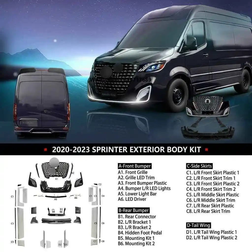 Factory Price Benz Sprinter Front Grille & Bumper Body Kit, Exclusive Exterior Trim