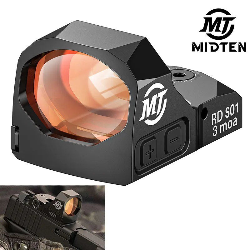 Airsoft Shake Motion Awake Red Dot Sight For RMR GL MOS Picatinny 3 MOA Pistol Optics 28mm Large Aspheric Lens Shockproof