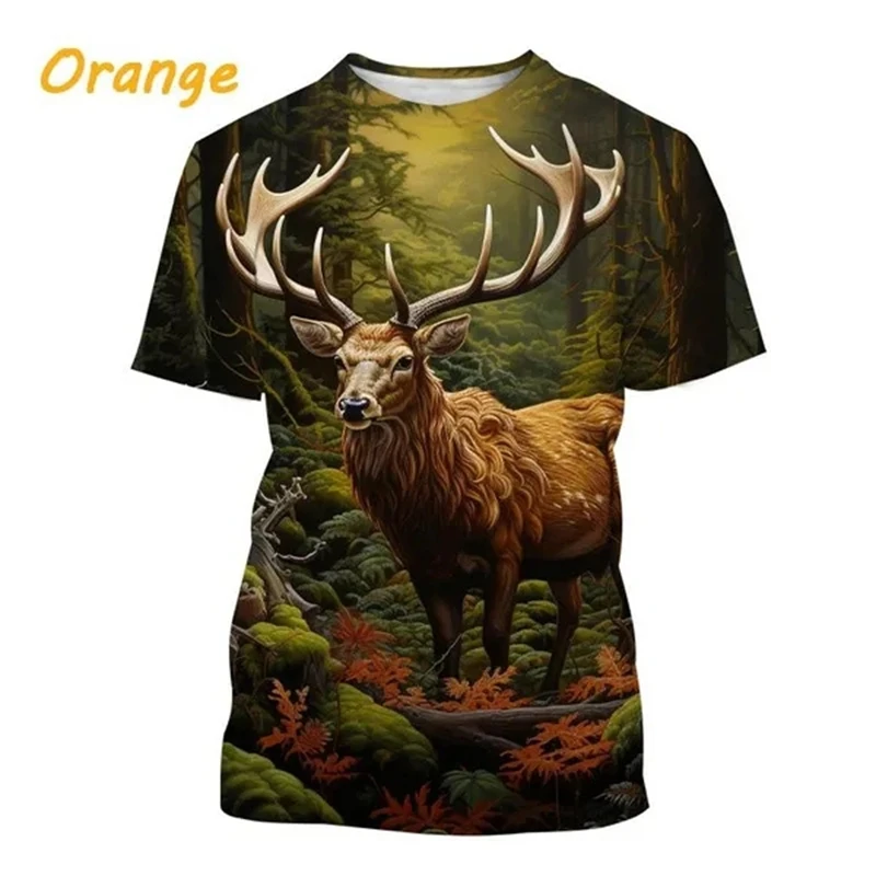 Summer Tops Men Women Elk Moose Deer Hunting Camouflage 3D All Over Printed Oversized Short Sleeve T Shirt Cool Clothing Tops