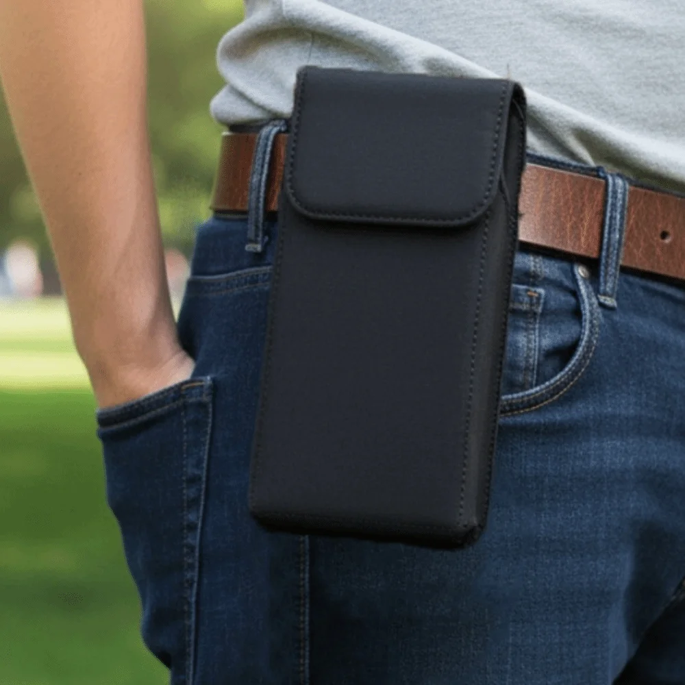 

With Hook Mobile Phone Pouch Waterproof Single-layer Phone Belt Clip Bag Black Vertical Phone Belt Hanging Pouch Men