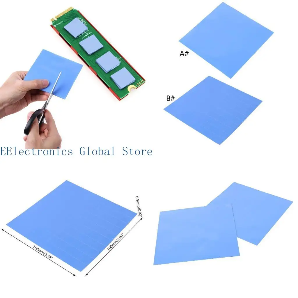 

462B 100mmx100mmx0.5mm 1Sheet/100PCS Thermal Pad GPU CPU Heatsink Cooling Conductive