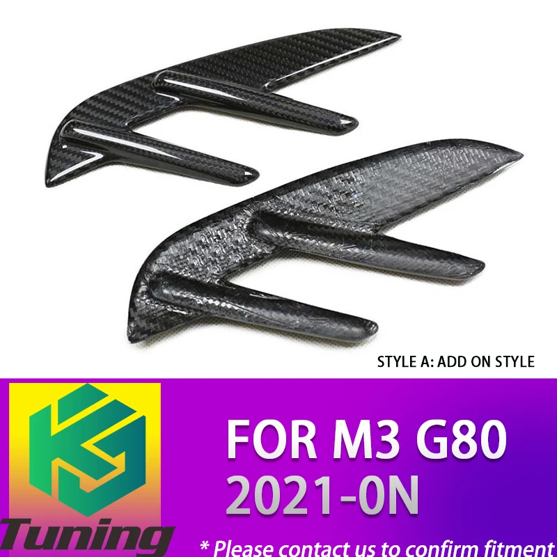 Real Dry Carbon Fiber MP Look Add on/Replacement Vent Trim Cover for BMW M3 G80 2021-ON Side Air Louver No Logo