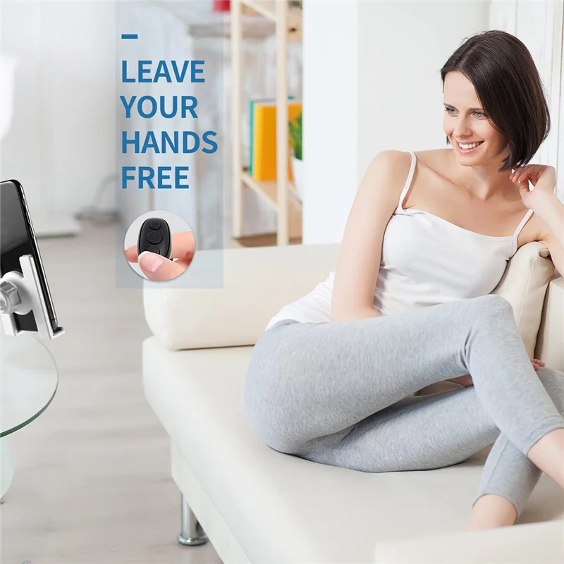 Bluetooth Remote Control Page Turner, Cell Phone Camera Shutter Selfie Remote, Smart Ring Remote for IPhone IPad -Black