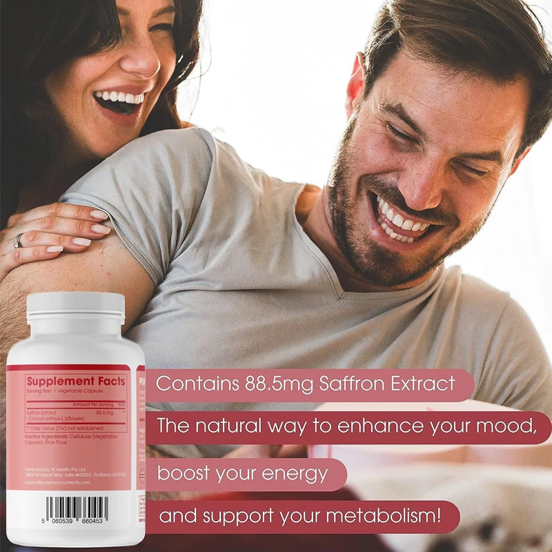 Saffron Supplement - 100% Pure Saffron Extract Capsules - Boosts Energy and Mood, Supports Eye and Heart Health