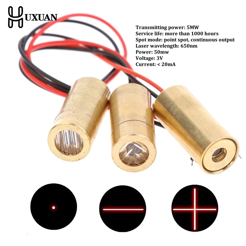 Laser Head 650nm 9mm 3V 50mW Laser Cross Diode Module Red Copper Head Line / Point / Cross Laser Diode