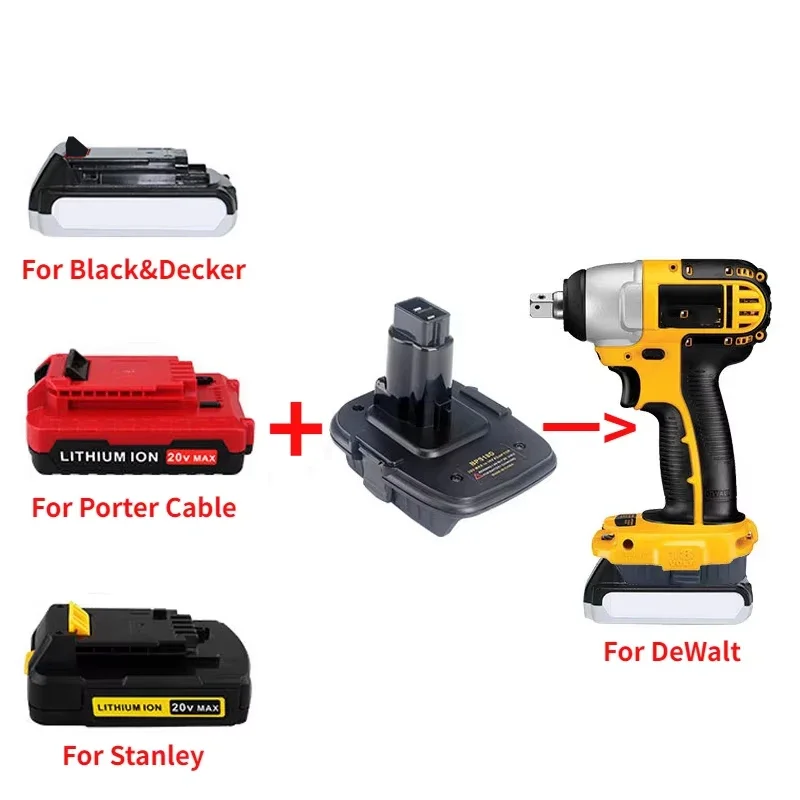 

Адаптер-переходник для батареи Black Decker для PORTER CABLE, аккумулятор Stanley 20 В, преобразованный в никелевый аккумулятор DeWalt 18 В