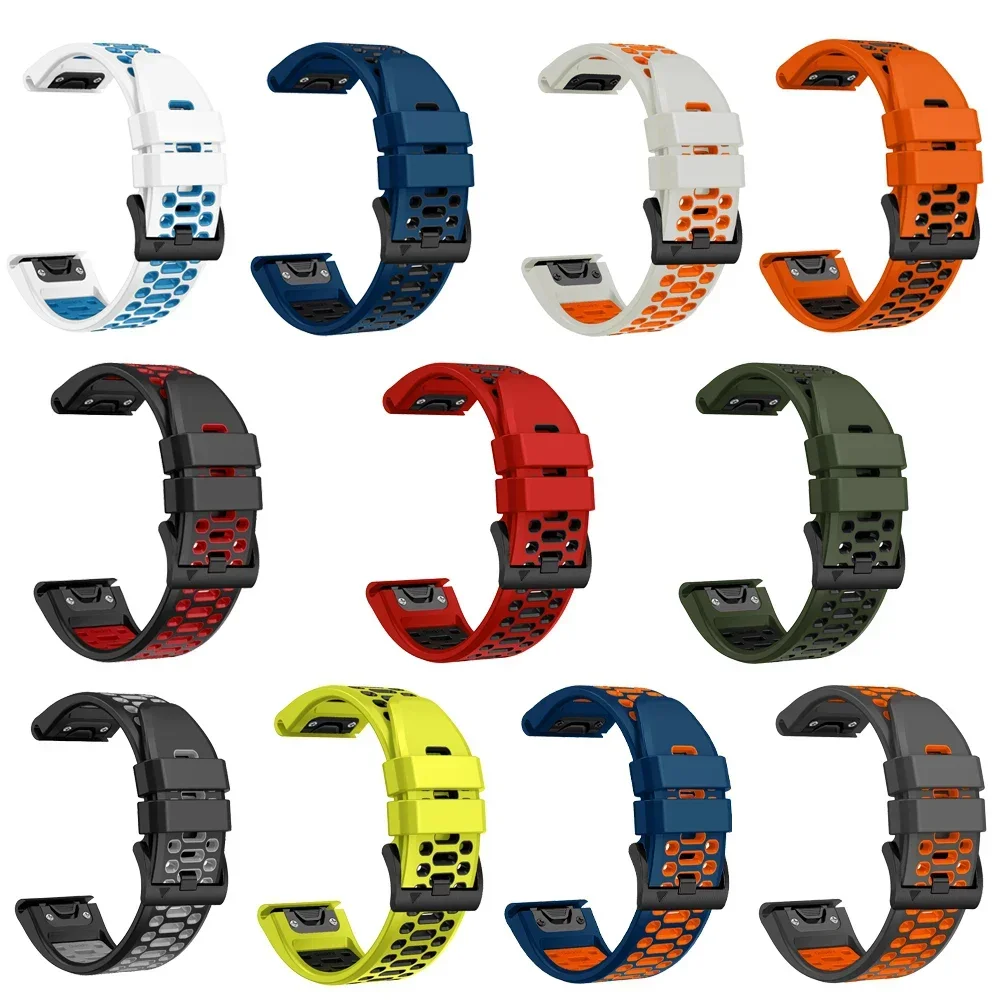 QuickFit 22 مللي متر 26 مللي متر تنفس سيليكون حزام ل Garmin Fenix 7X 7 6X Pro 5 5X Plus/Epix 2 47 مللي متر 51 مللي متر Tactix 7 سوار حزام الساعات