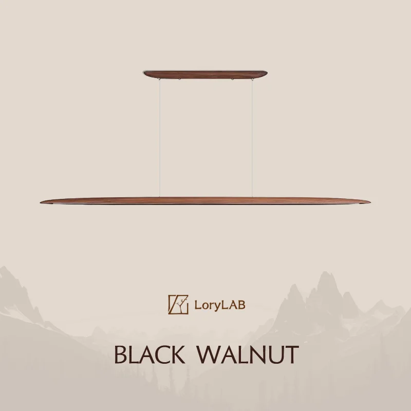 

Walnut Wood Linear LED Pendant Light Fixture, Dinning Room Light Island Lights for Dining Room, Kitchen Island, Pool Table