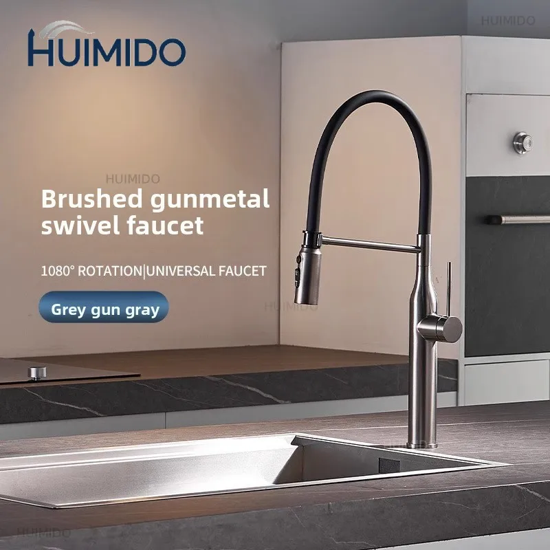 Magnetic Pull Out Faucet Hot Cold Water Swivel Spray Sink Tap Anti Splash