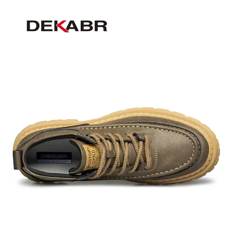 DEKABR Genuine Leather Men\'s Ankle Boots Luxury Comfortable Style Shoes Casual Personalized Handmade Thick Sole Boots Size 38-48