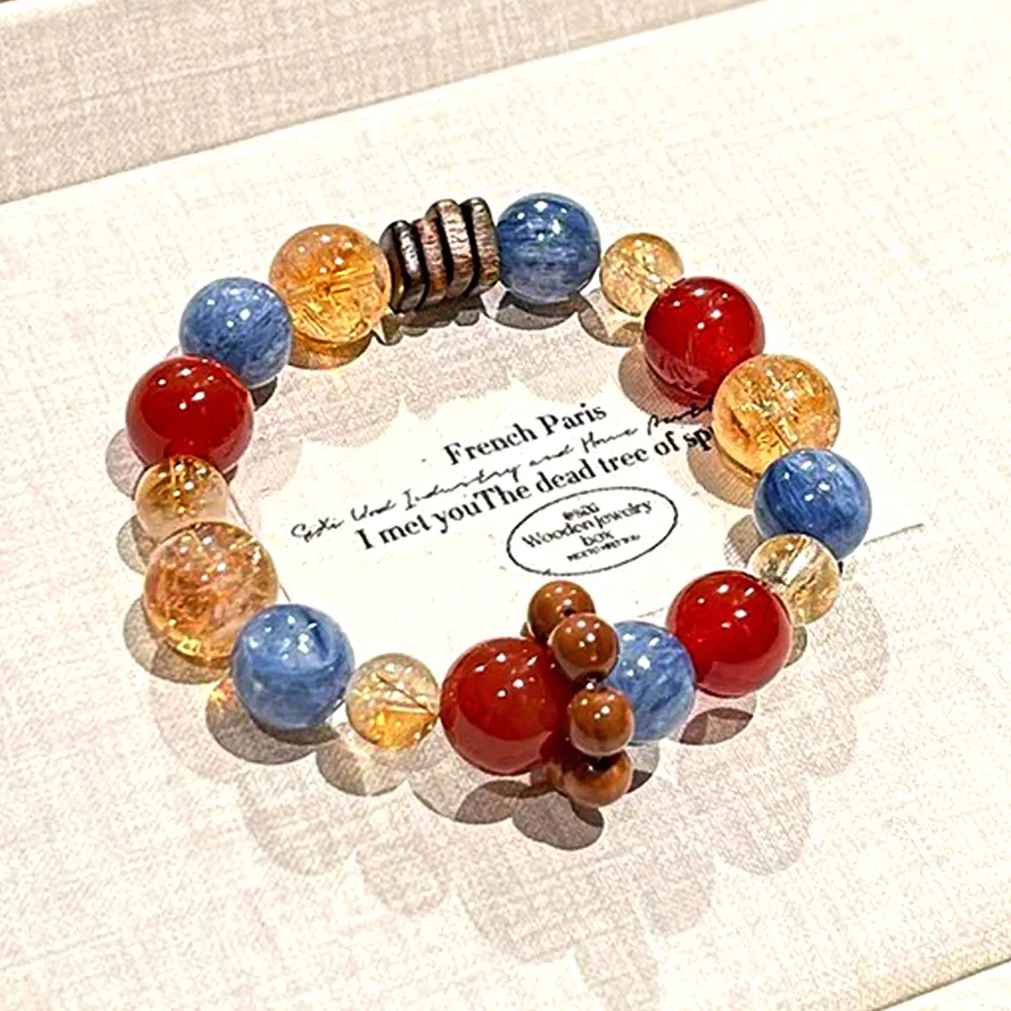 

Natural Citrine Bracelets for Women Mixed Amethyst Kyanite Agarwood Red Agate Beaded Bracelets Gifts