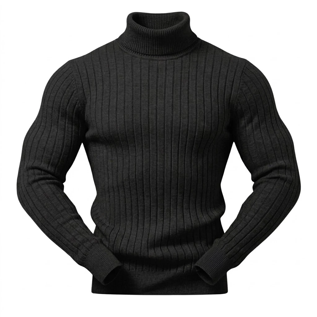 New Men's Slim Fit Turtleneck Sweater Long Sleeve Knitted Pullover High Neck Winter Warm Top Winter Casual Knit Clothing for Man