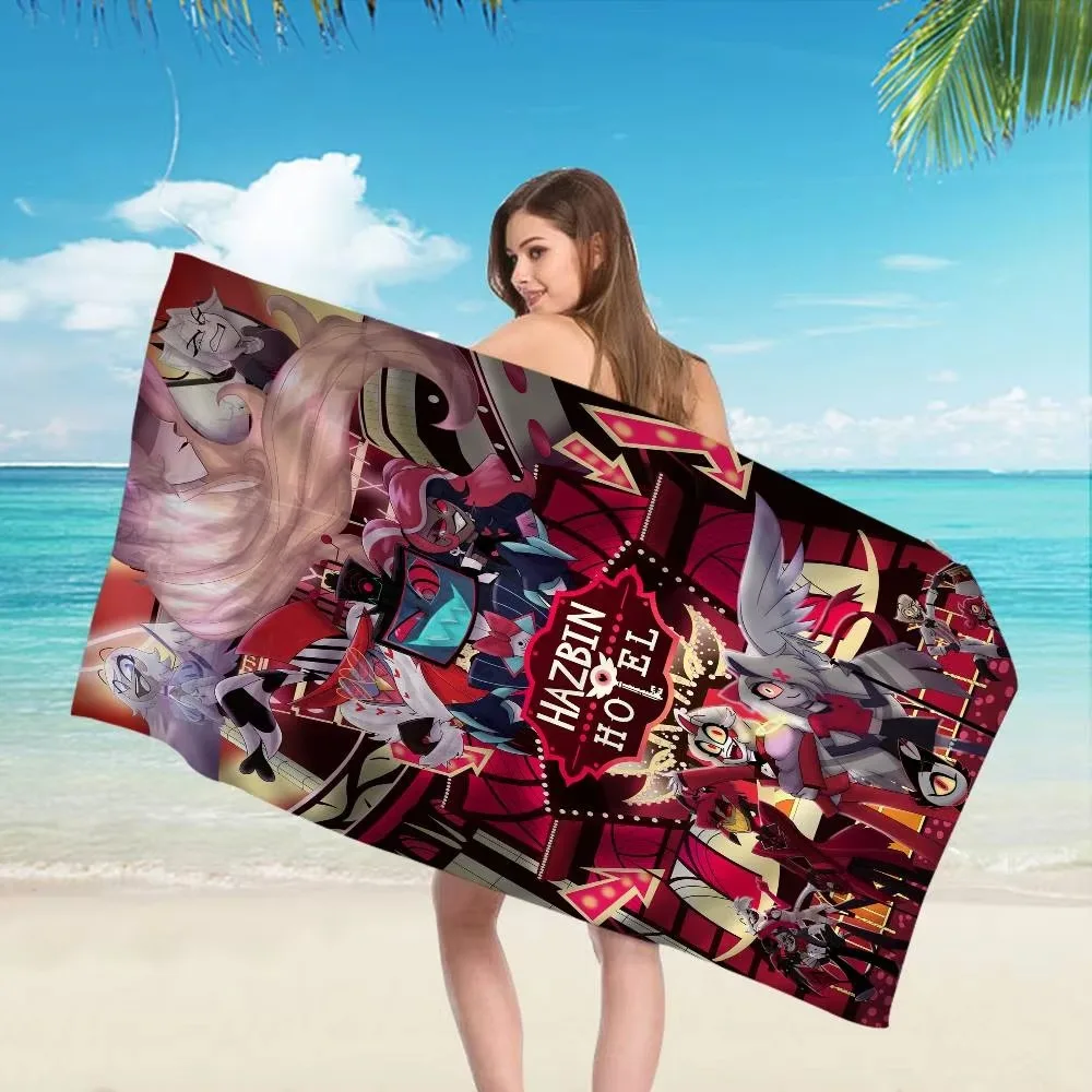3D Anime H-Hazbin H-Hotel Handtuch, Schnelltrocknend Leichtgewichtiges Mikrofaser, Pool-Essential Sommergeschenk für Jungen und Mädchen
