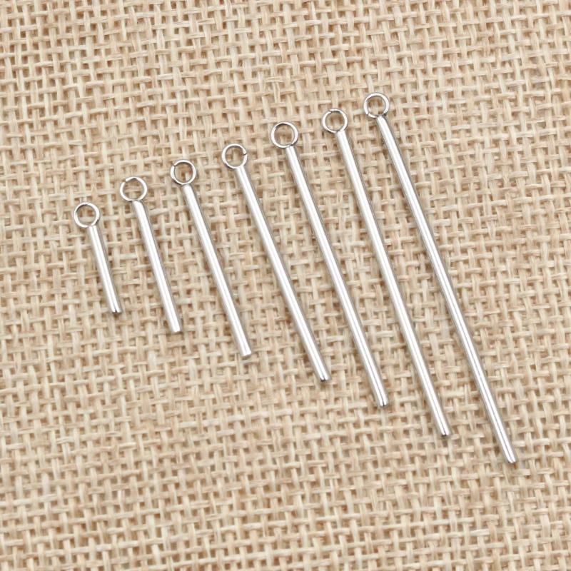 20pcs 10 15 20 25 30 35 40 50mm Stainless Steel Rectangular Straight Tube for Earrings Findings Jewelry Necklace Pendant Charms
