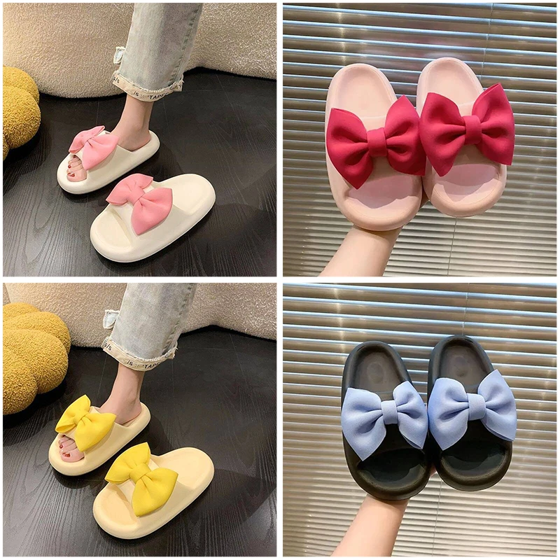 

Couples Summer Outdoor Beach Sandals Women's Fashion Cute Butterfly Knot Slides EVA Material Comfortable Casual Slippers New