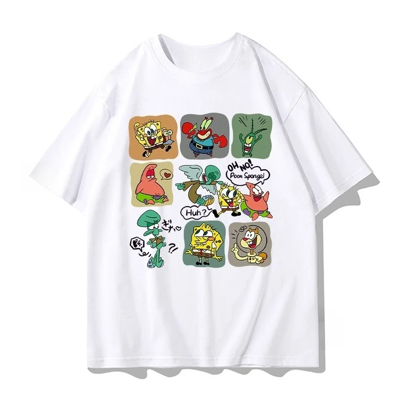 

SpongeBob SquarePants Patrick Star Joint Short Sleeve T-Shirt Men's Summer Different Couples Casual Clothes Trendy T-Shirt
