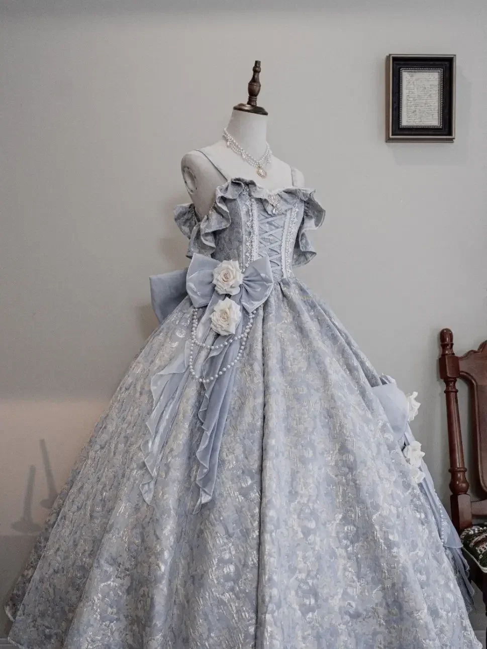 

Dophee Original Lolita Flower Wedding Dress Women Elegant Ruffles Bandage Off Shoulder Strap Ultra Long Palace Flormal Dress2025