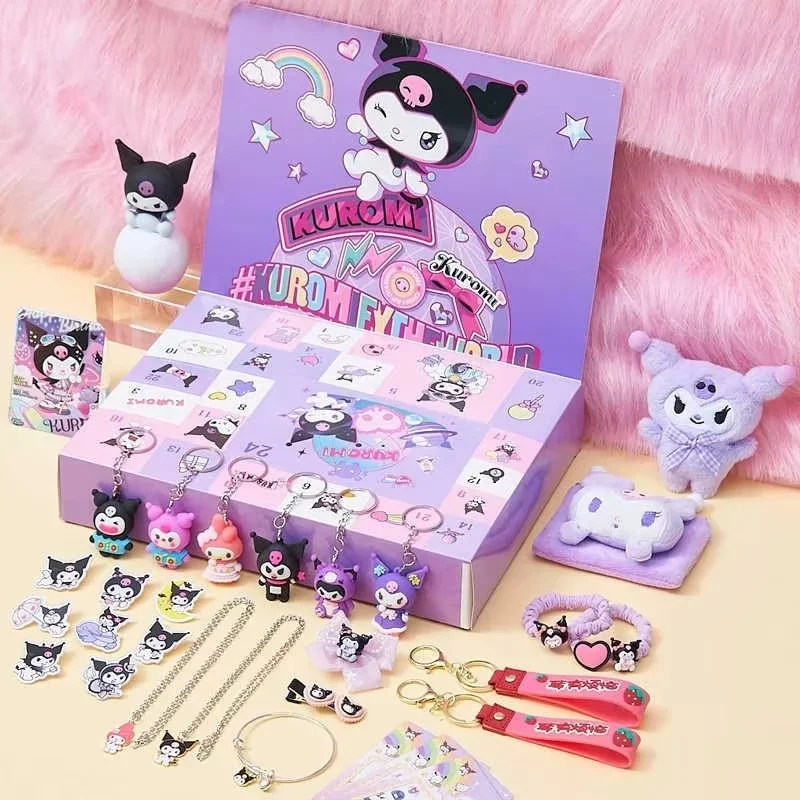 Miniso Melody Hello Kitty Kuromi Anime Calendario di Natale Figure dell'Avvento Conto alla rovescia di Halloween Giocattoli fatti a mano fai da te Regalo per i bambini