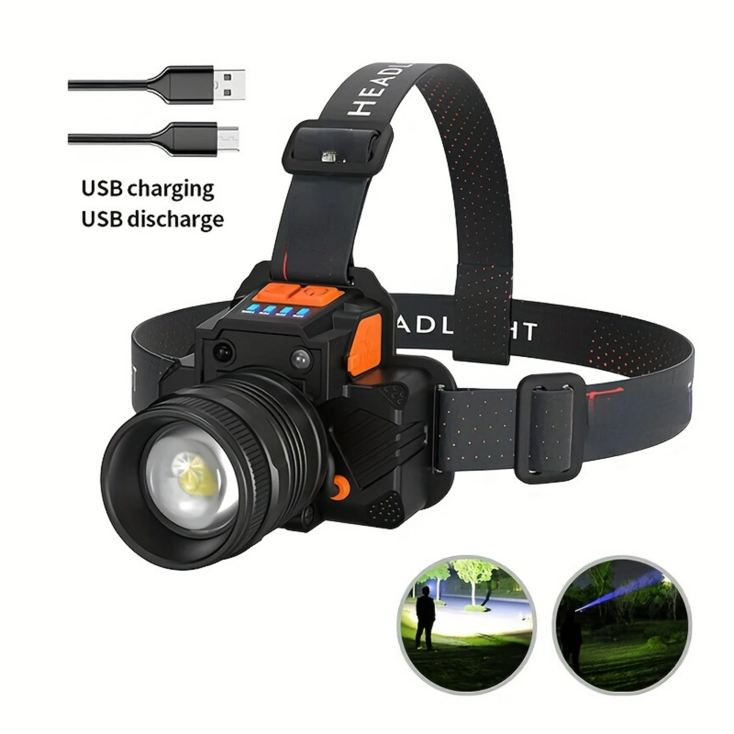 

Rechargeable Motion Sensor Headlamp for Hiking - High-intensity 2000 Lumens LED Headlamp with Convenient USB Rechargeable Power