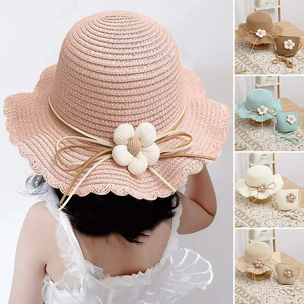 Summer Kids Straw Cap Bag Kids Sun Hat Baby Travel Sun Protection Beach Hat Sun Fisherman Hat for Children