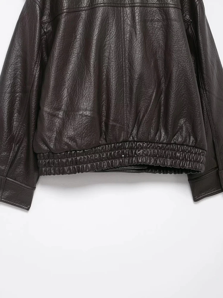 Nueva chaqueta de piel sintética para mujer, abrigo de motociclista con cuello de piel, abrigo de manga larga con cuello desmontable para mujer