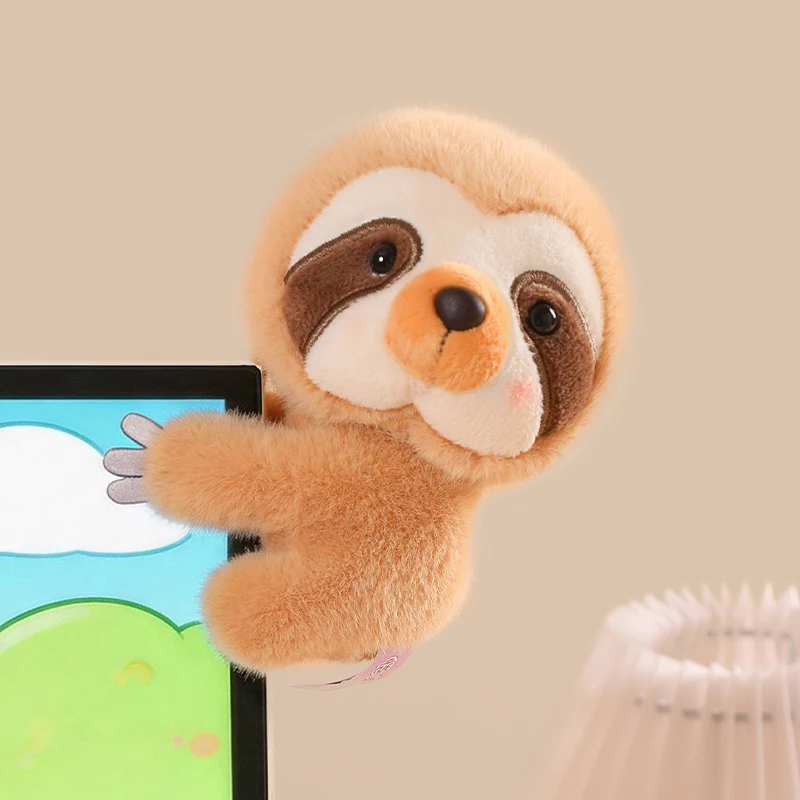 

Cute Animal Plush Computer Monitor Clip 6 Styles Soft Fluffy Sloth，Fox，Pig，Koala，Cat and Bear for Office, Home and Gifts.
