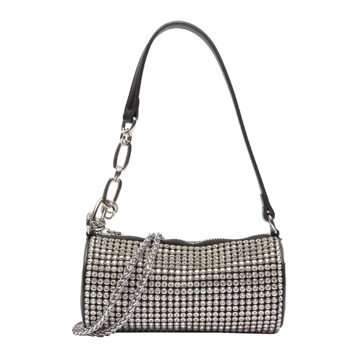 

Dawang Underarm Cylinder Summer Shoulder Crossbody Diamond Bag Pillow Women's Chain Rhinestone Bucket Bag Bolsas De Fiesta Noche