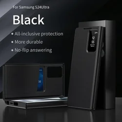 Smart Flip Cover For Samsung Galaxy Fold 7 6 5 4 3 S26 S25 S24 S23 S22 Ultra Plus Case Leather Window View Sleep Awake