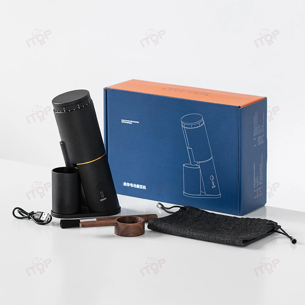 ITOP-Mini Moulin à Café Rechargeable de 38mm, Bavure en Titane, Broyage Lent, 60 tr/min, Portable, Camping en Plein Air, Famille, 73 Nouvelle Arrivée