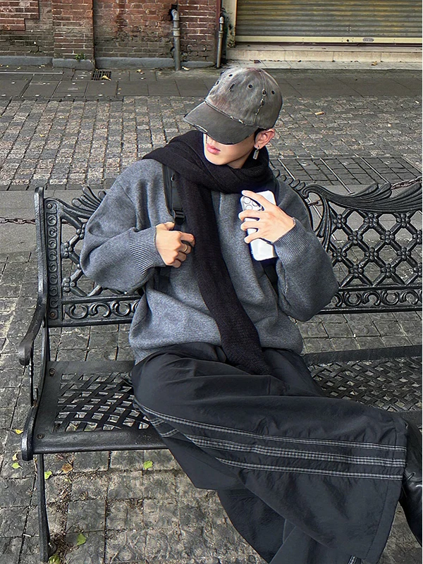 

Свободный трикотаж V-Ne Long Sve irt, повседневный мужской свитер осени и зимы цвета глаз, корейский свитер для отдыха Faion