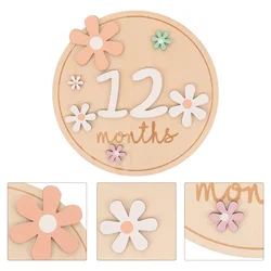 Baby Month Cards Newborn Milestone Sign Monthly Wooden Signs for Nursery Announcement Infant