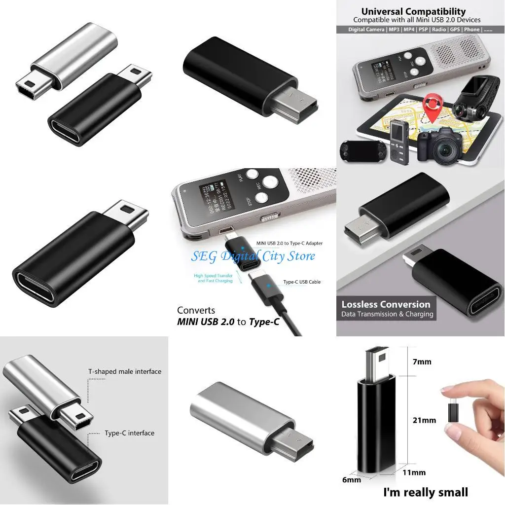

U75B USB C Женский до мини -USB -адаптер USB Тип C в мини -конвертер адаптера USB