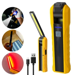 Portable LED COB Work Light Type-C Rechargeable Flashlight Magnetic Inspection Hand Lamp Worklight Outdoor with Hook