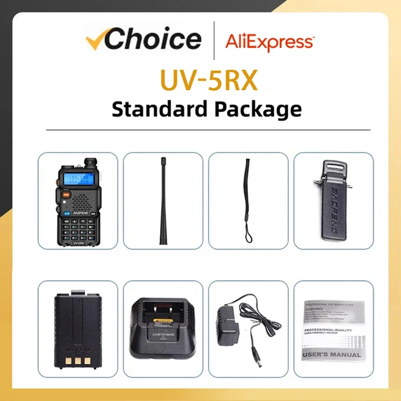 Baofeng Walkie Talkie Band UV-5RX, nirkabel salinan frekuensi jarak jauh komutator Ham UV-5R amatir UV5R Radio dua arah