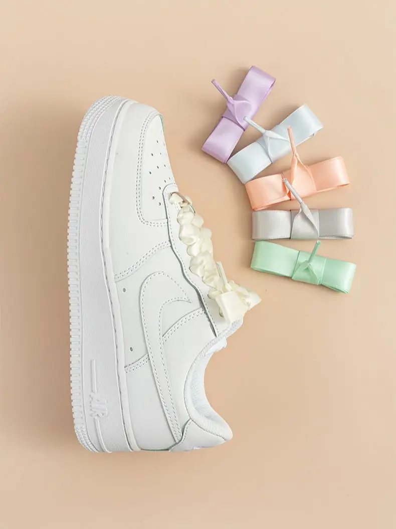 1 Paire de Lacets en Ruban de Soie Satiné, Largeur 2 cm, pour Baskets et Chaussures en Toile, Longueur Réglable 80 cm/100 cm/120 cm - Lacets de Chaussures Tendance