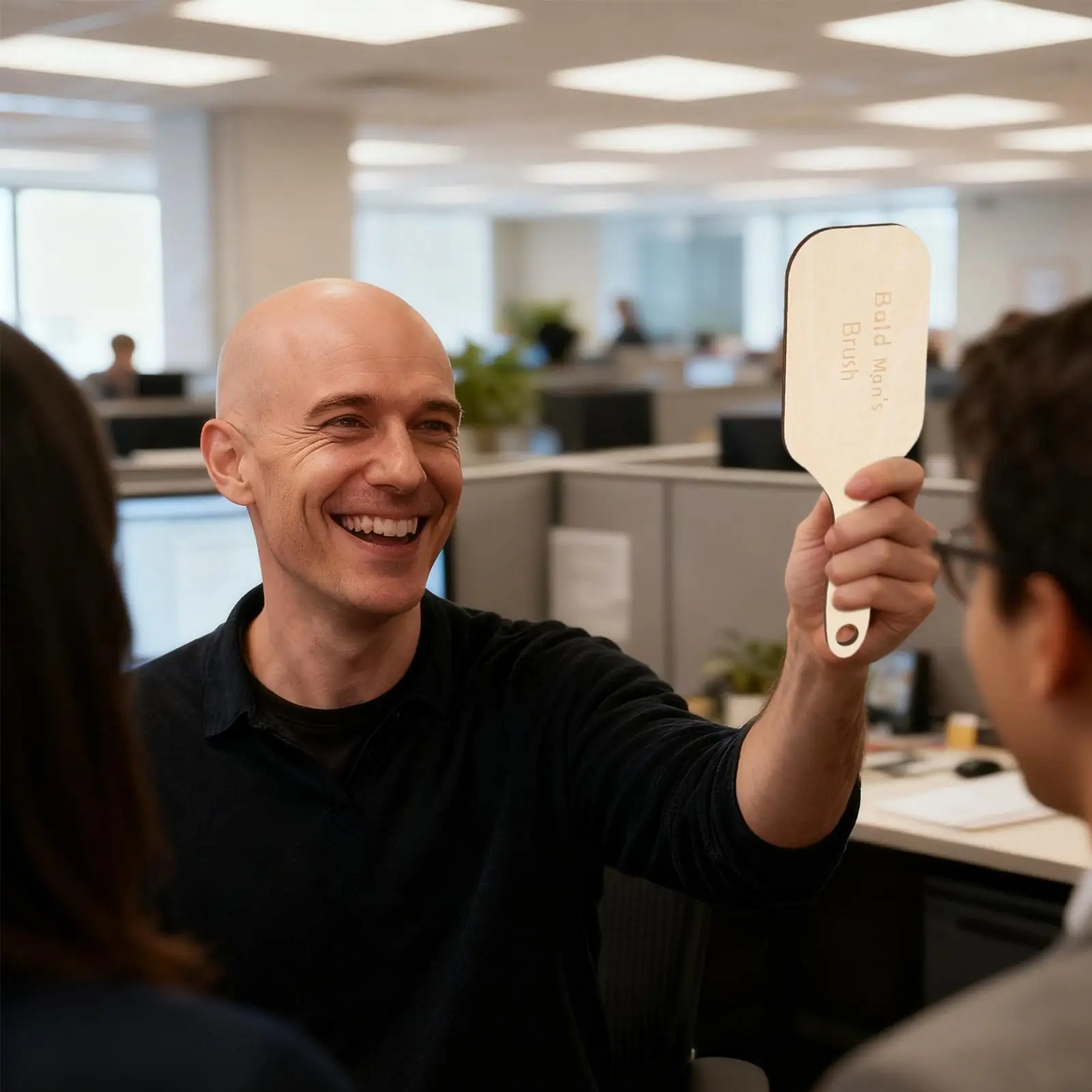 Kreative Glatze Mans Kamm Holz Lustige Pflege Werkzeug Gag Haarlose Pinsel Streich Kamm Set Spaß Erwachsene Glatze Haarpflege Styling Werkzeug