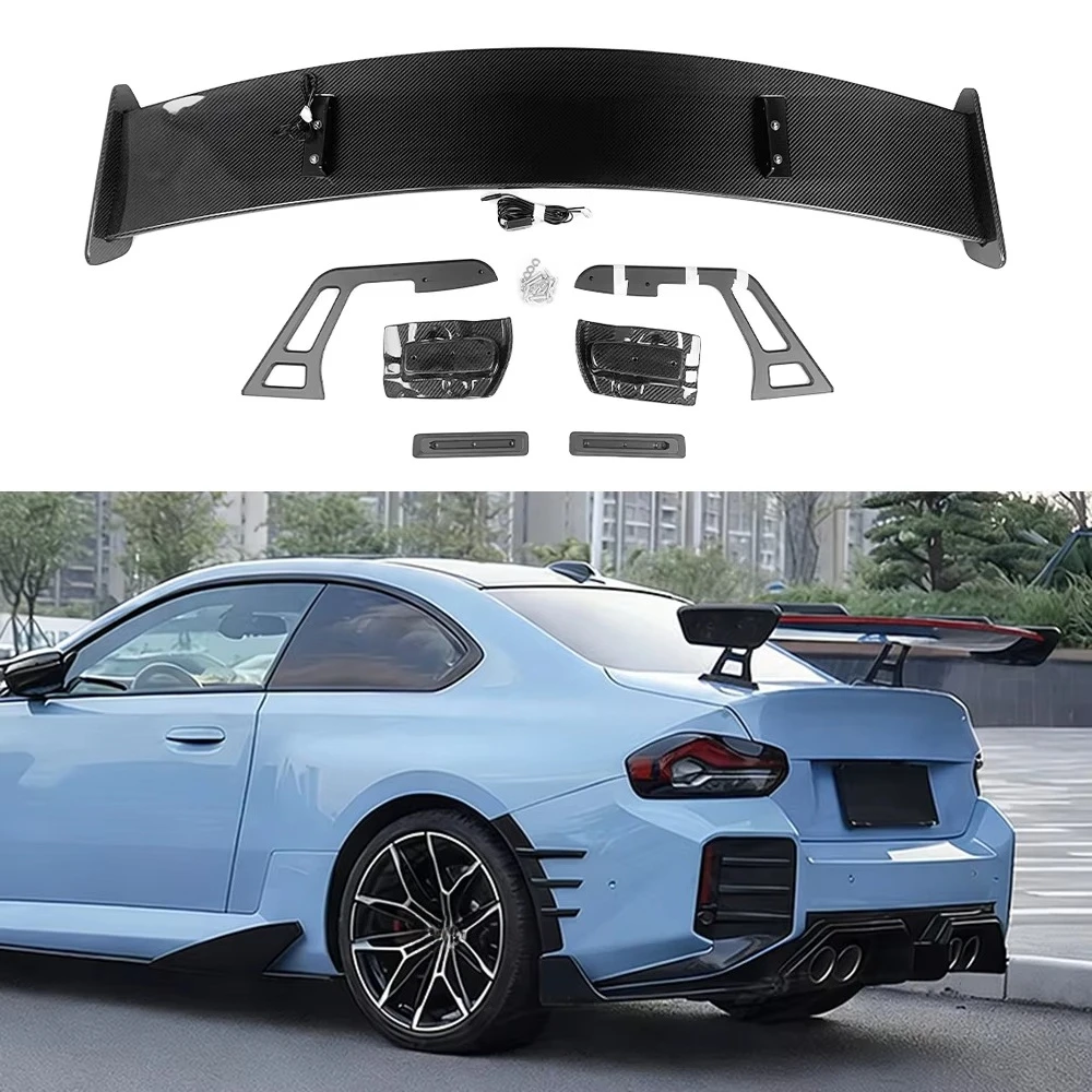 

Dry Carbon Fiber SK Style Rear Trunk Spoiler Wing with Light for BMW M240i G42 M2 G87 20-24 Rear Spoiler
