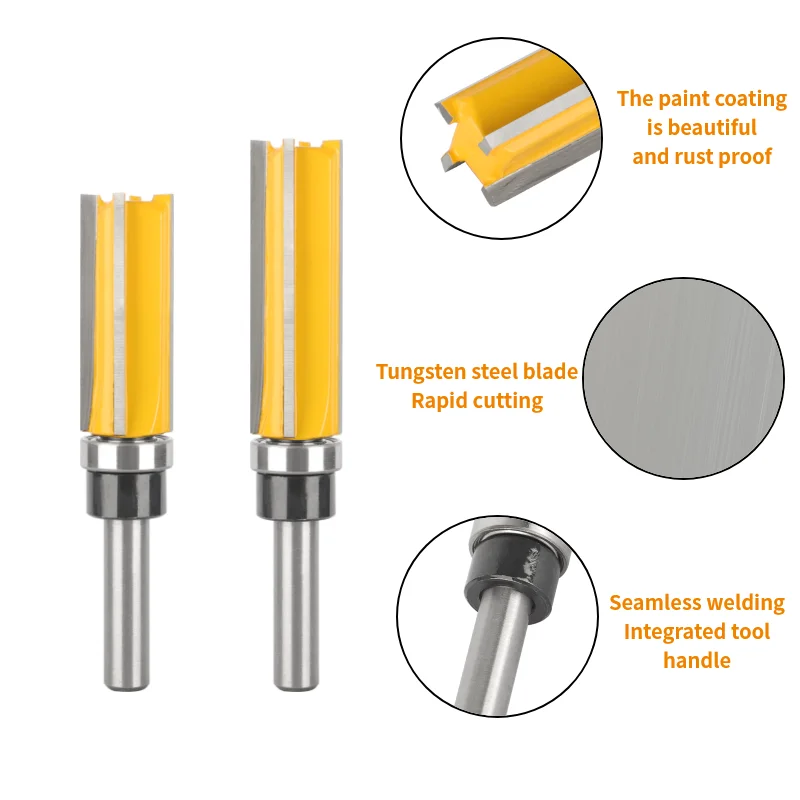 YUSUN 8MM Shank Four Carbide Pattern Bit Router Bit Woodworking Milling Cutter For Wood Bit Face Mill Carbide Cutter End Mill