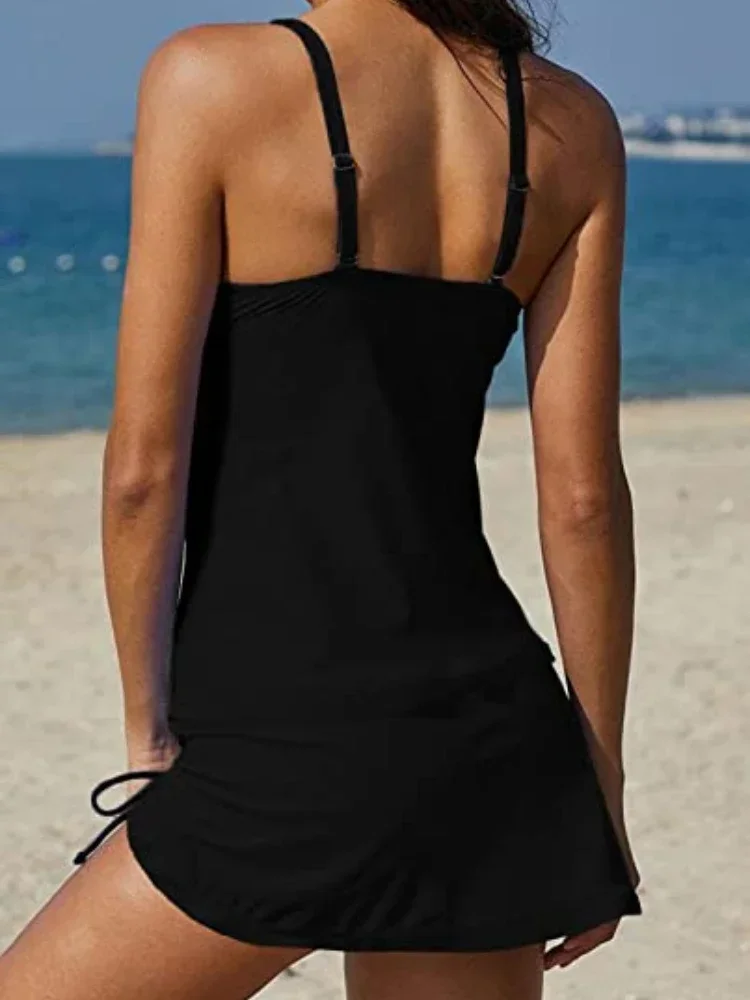 Nieuwe Luipaard Plus Size Badmode V-Hals Tankini Badpak Vrouwen Buikcontrole Badpak 2024 Mujer Strandkleding Grote Badjurk Xxl