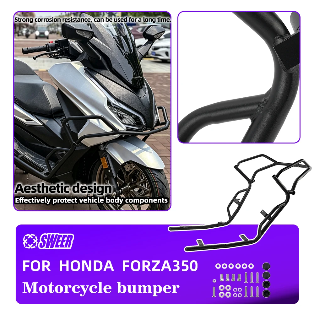 Anti-collision Shield for Honda Forza 350 Motorcycles of Models 18-26 Protecting the Engine Bumper and the Body Guard