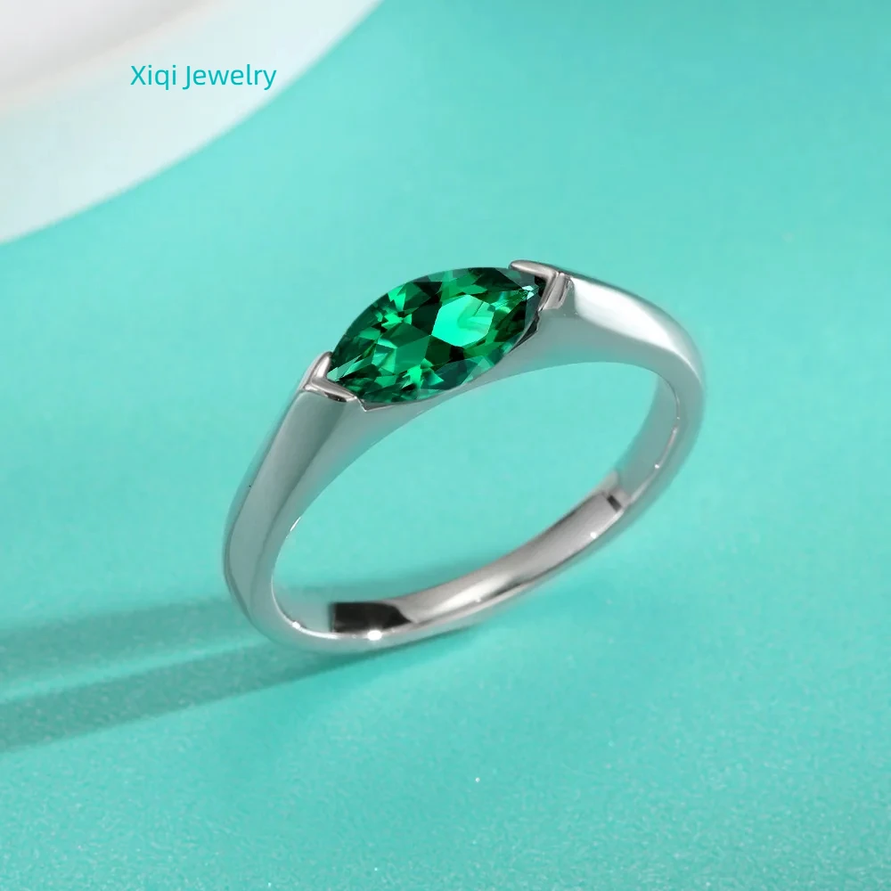 

Xiqi Jewelry 1ct 5*10mm Marquise Cut Moissanite Engagement Ring Luxury Quality Jewelry For Women 925 Silver Plated 18k GRA Certi